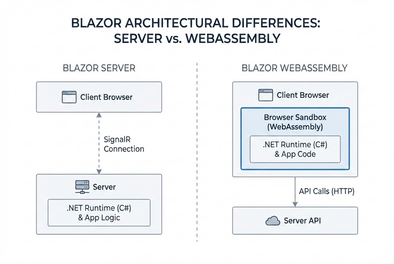ภาพประกอบเปรียบเทียบสถาปัตยกรรม Server และ WebAssembly