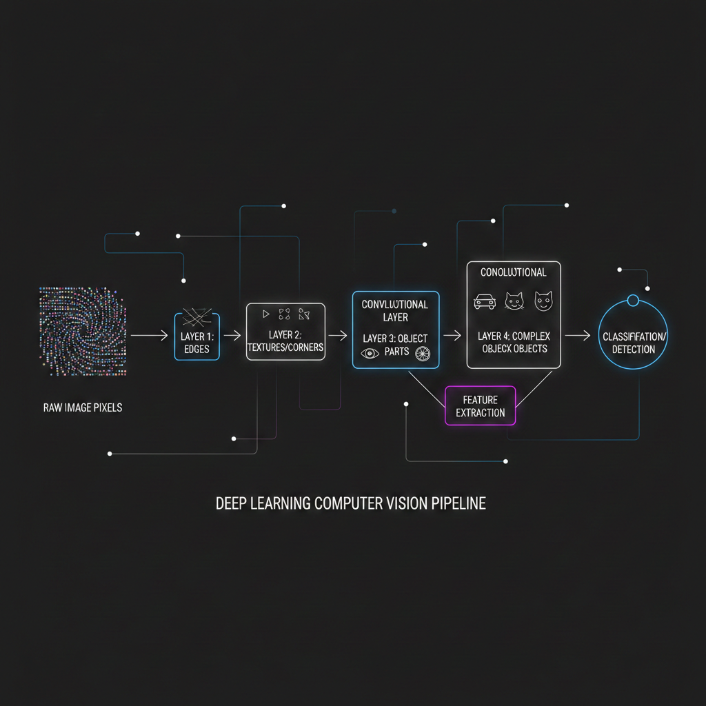 ภาพแสดง Hierarchical Feature Learning ใน Convolutional Neural Network