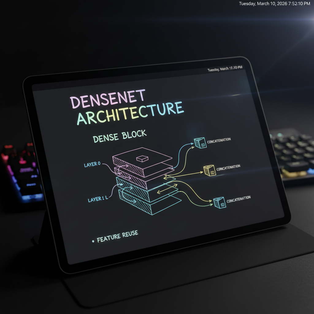 ภาพปก DenseNet Architecture ในบริบทของสถาปัตยกรรมยอดนิยม