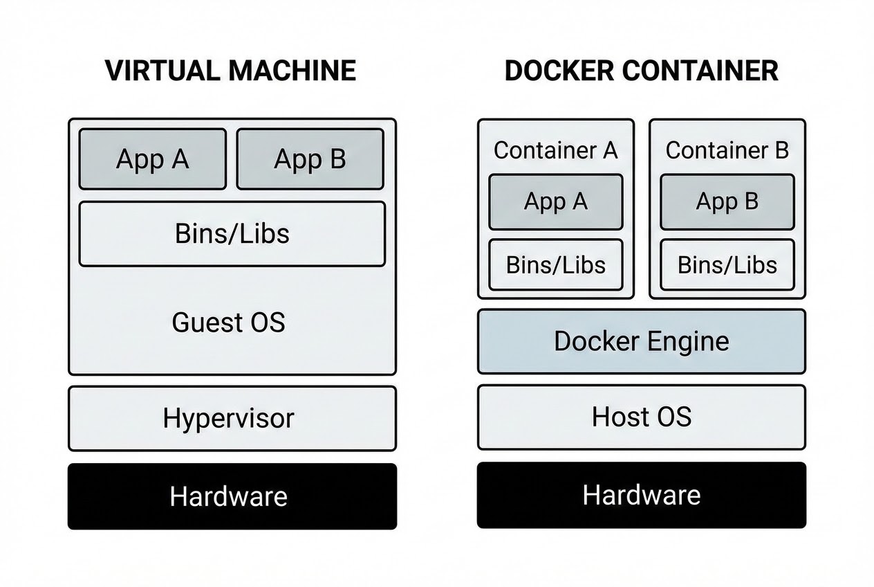 รูปประกอบสถาปัตยกรรม VM vs Container
