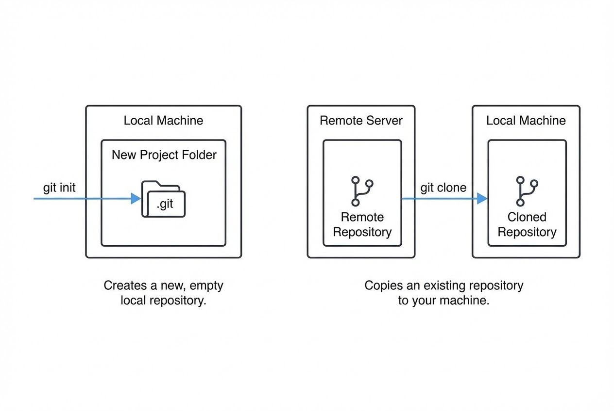 เปรียบเทียบ git init และ git clone
