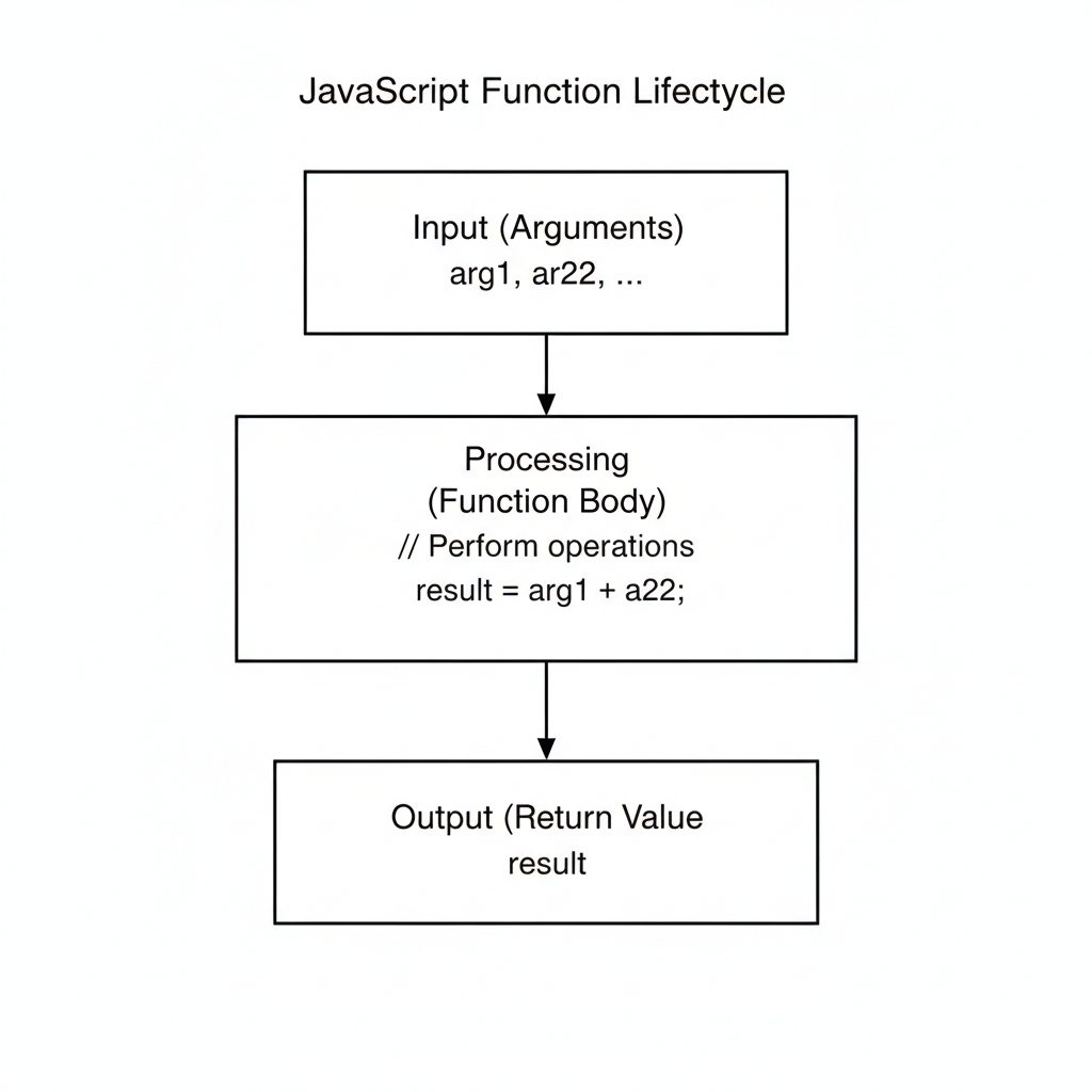 แผนภาพแสดงการรับ Arguments เข้าสู่ Parameters ประมวลผลใน Body และส่งค่า Return ออกมา