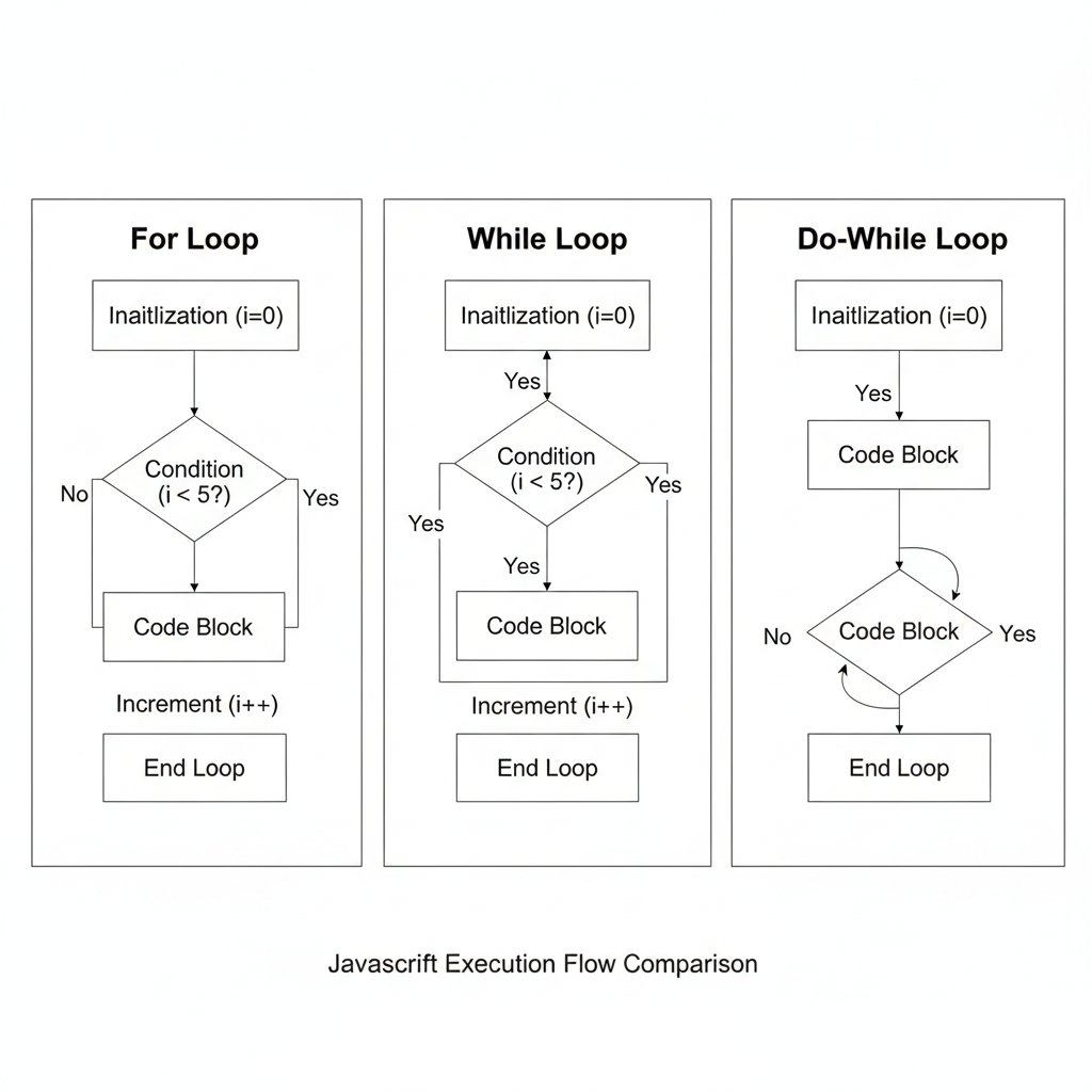 แผนภาพแสดงการไหลของข้อมูลใน for, while และ do-while loops
