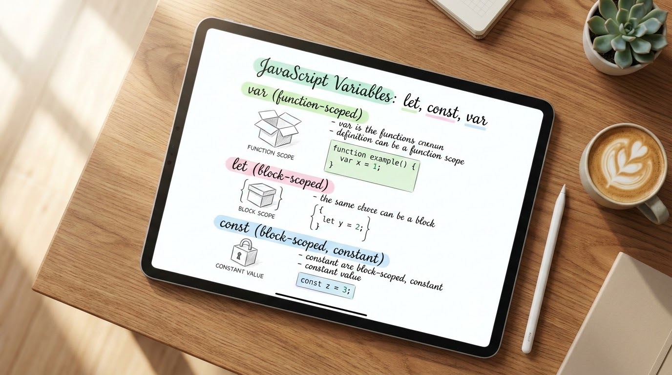 ภาพหน้าปก: ตัวแปร (Variables) กล่องเก็บข้อมูลในโลก JS