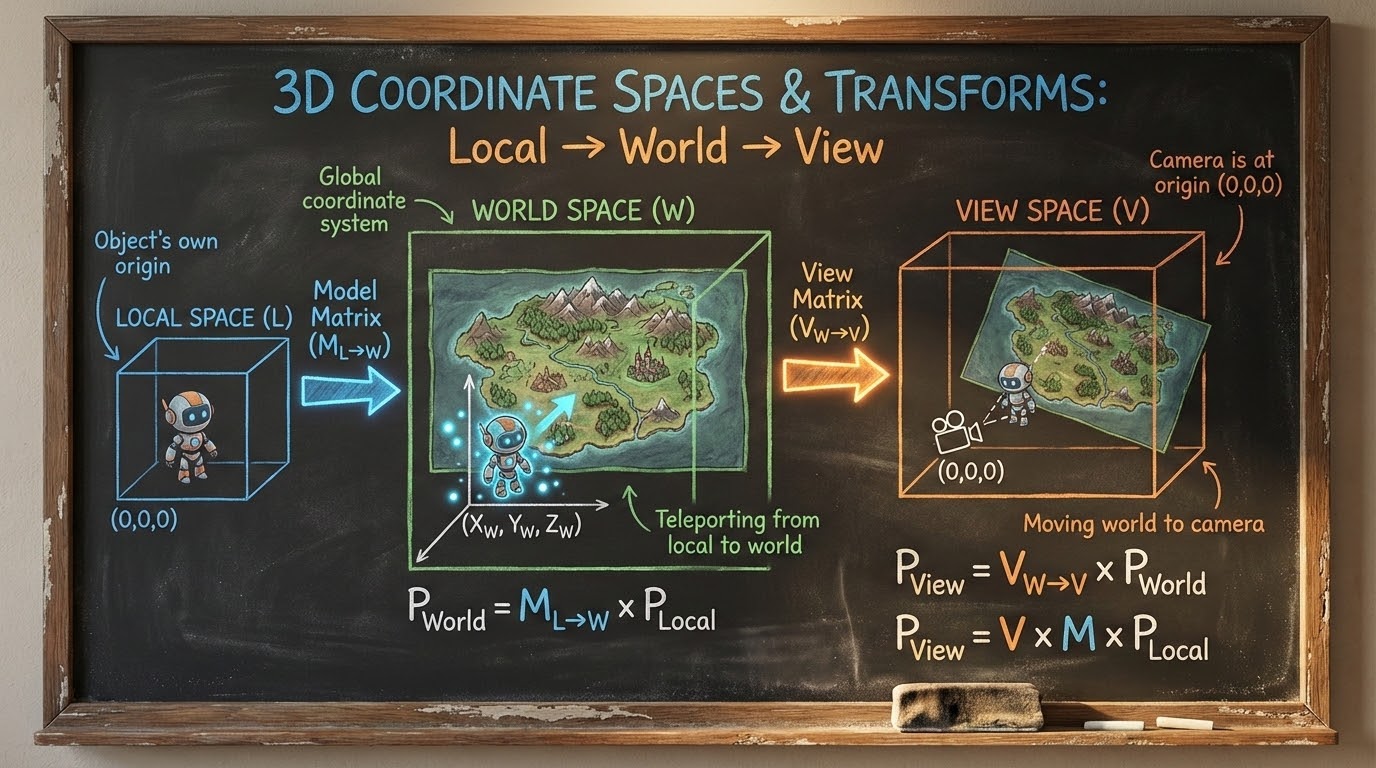 รูปปกกระดานดำชอล์กสีเรื่อง Coordinate Spaces