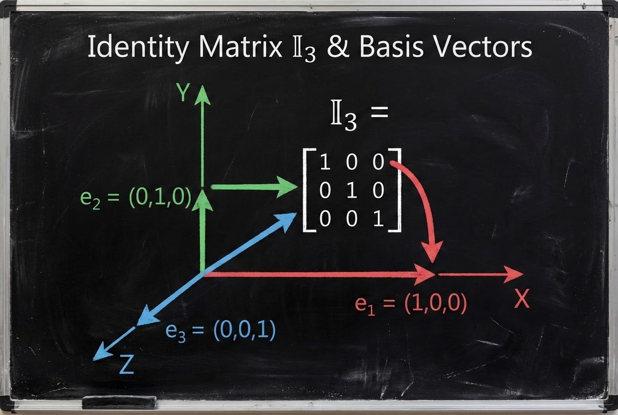 รูปประกอบ Identity Matrix และแกนอ้างอิงมาตรฐาน