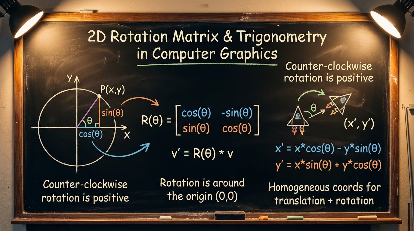 รูปปกกระดานดำชอล์กสีเรื่อง 2D Rotation Matrix