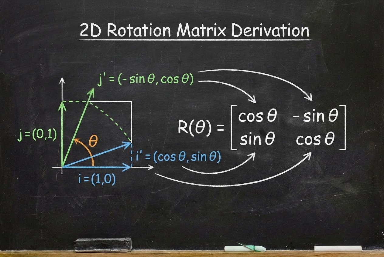 รูปประกอบการหมุน Basis Vectors บนวงกลมหนึ่งหน่วย