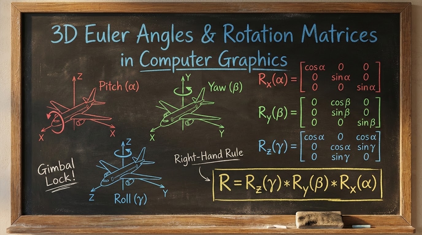 รูปปกกระดานดำชอล์กสีเรื่อง 3D Rotation Matrix