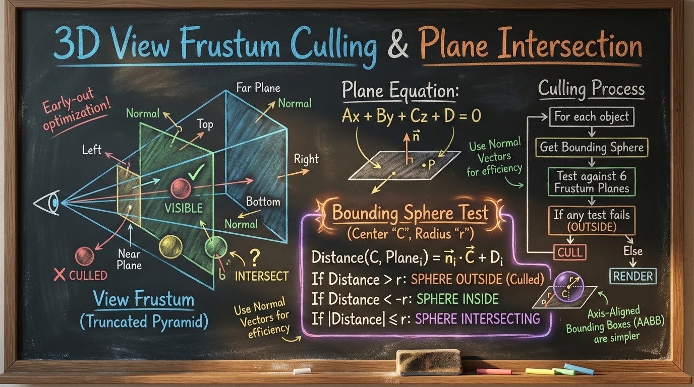 รูปปกกระดานดำชอล์กสีเรื่อง View Frustum Culling