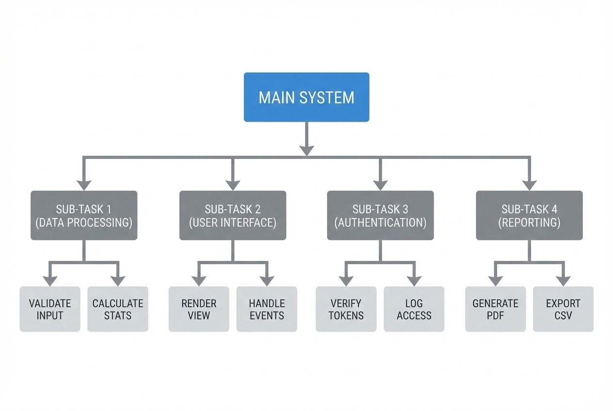 แผนภาพ Structure Chart แสดงโครงสร้างของ Top-Down Design