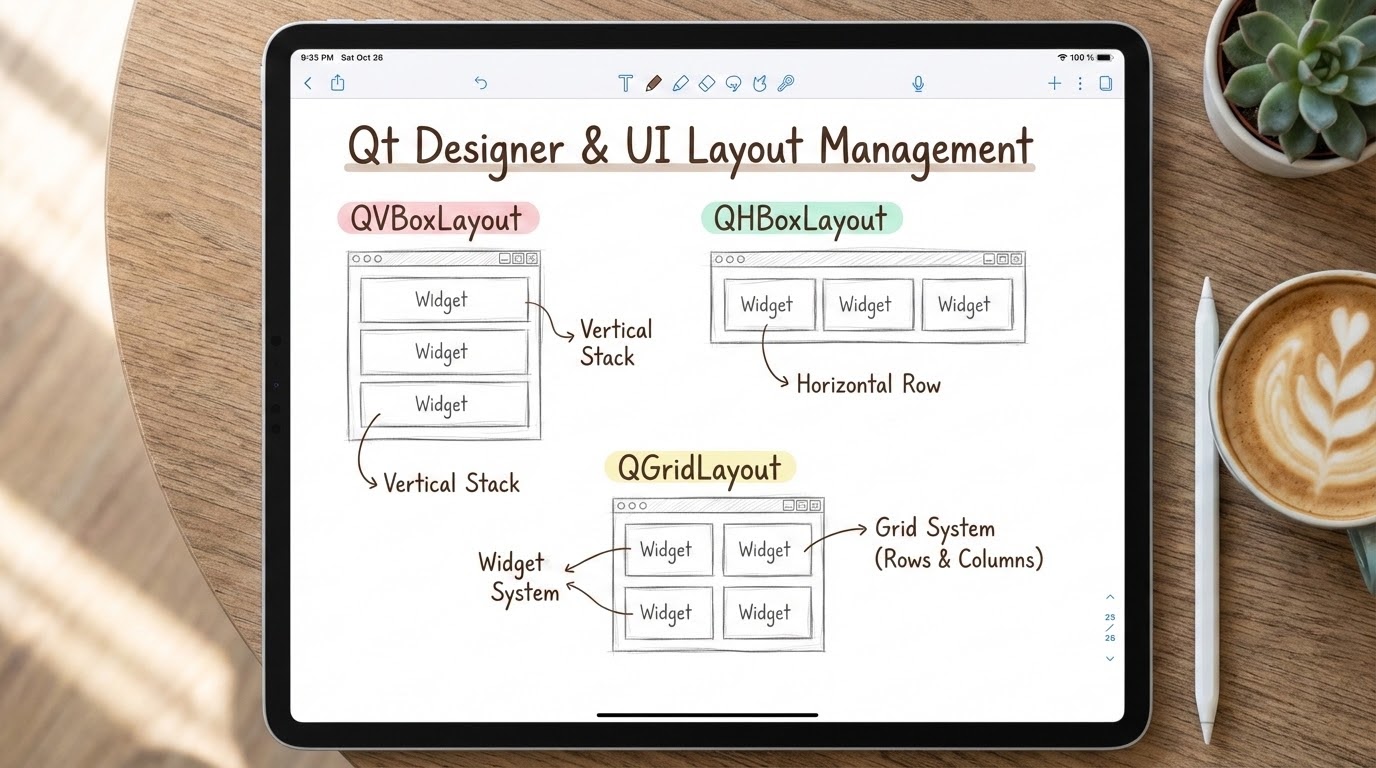 รูปปกบทความ Qt Designer และ Layout Management