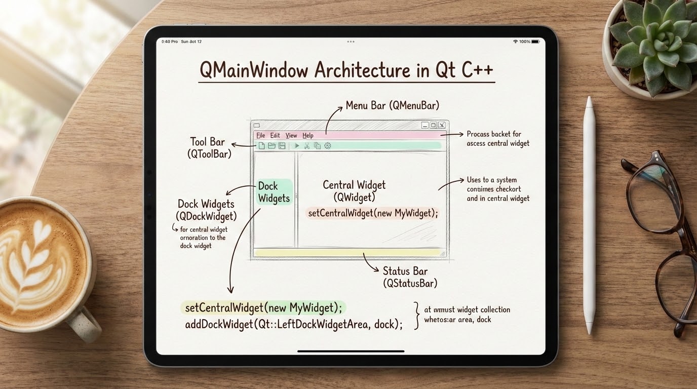 รูปปกบทความ QMainWindow สถาปัตยกรรมสำหรับแอปพลิเคชันหลัก