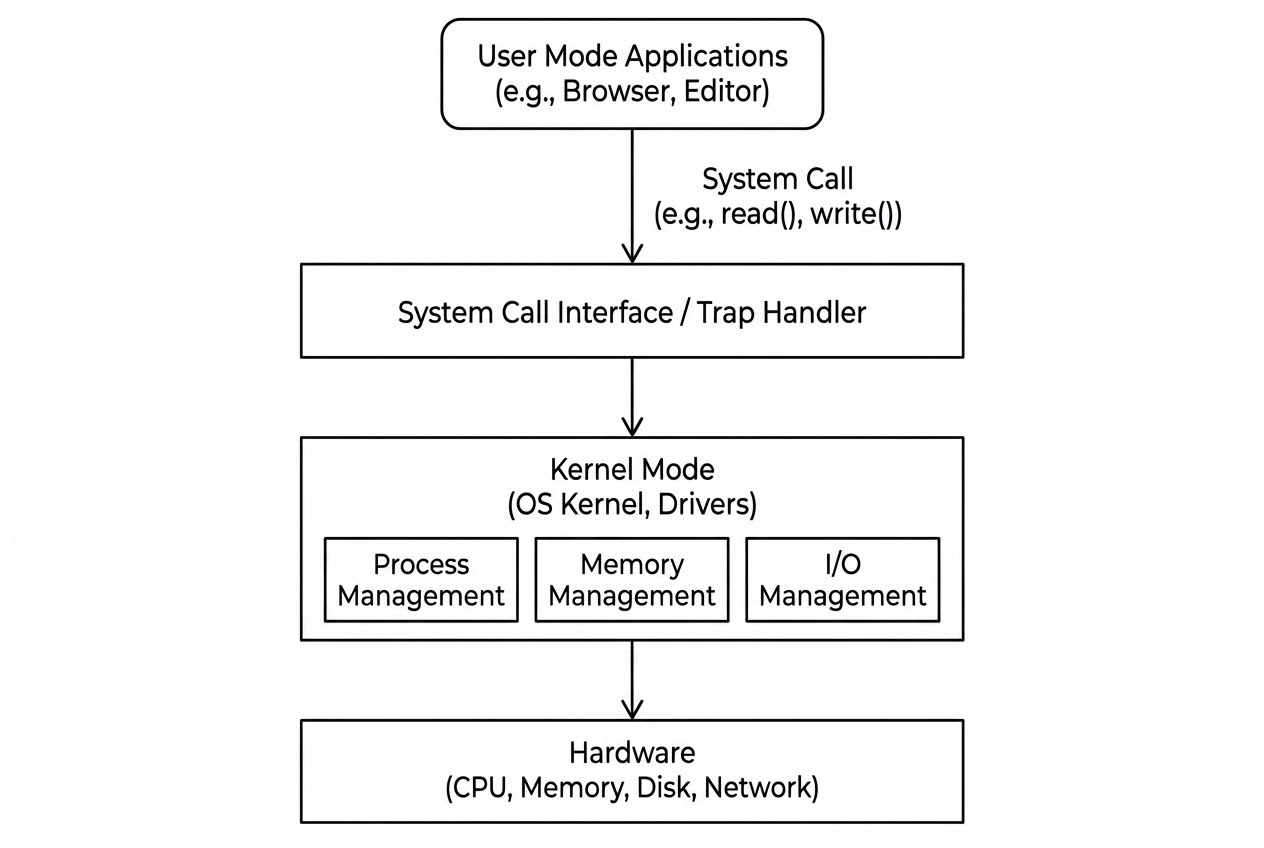 รูปประกอบ User Mode to Kernel Mode