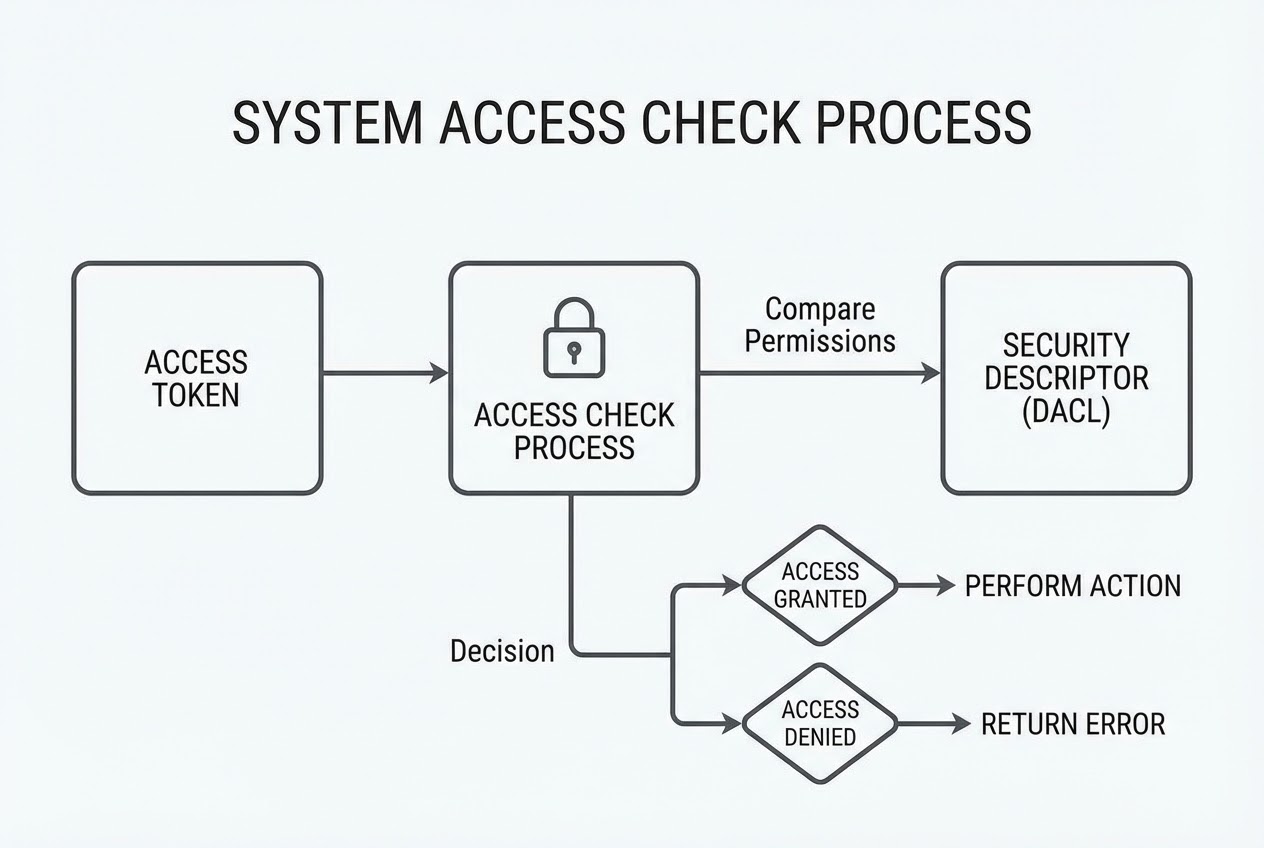 รูปประกอบการทำ Access Check ระหว่าง Access Token และ Security Descriptor