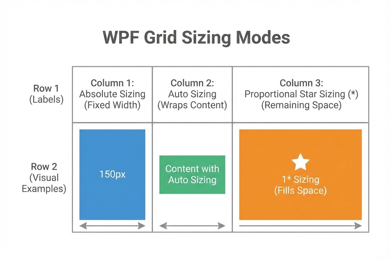 ภาพ System Flow อธิบายการจัดการ Sizing แบบ Absolute, Auto และ Star (*) ใน Grid