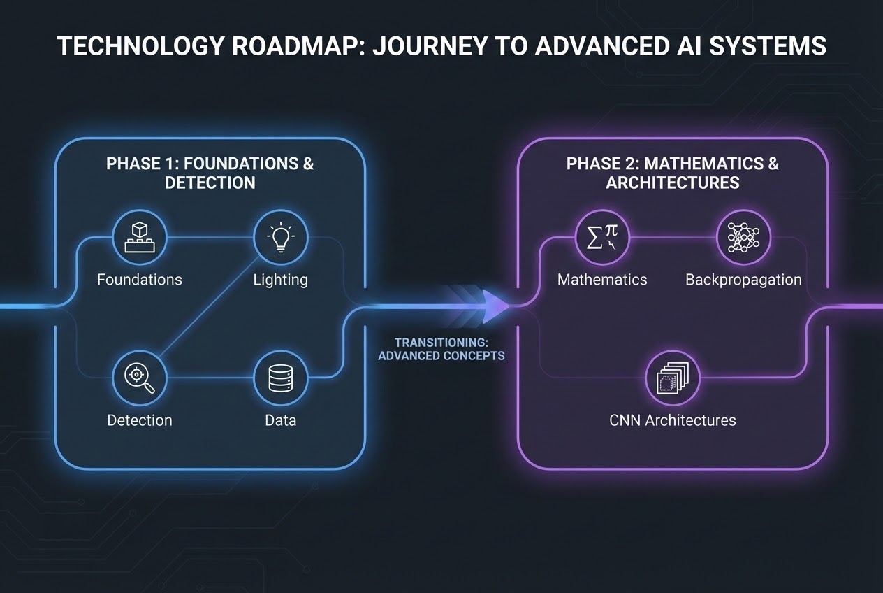 แผนภาพ Roadmap สรุปความรู้ Phase 1 และหัวข้อที่จะเรียนใน Phase 2