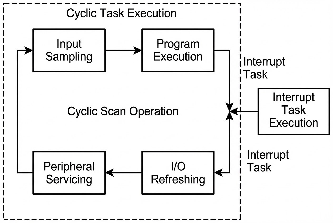 แผนผัง Cyclic Scan และ Task Execution ของ OMRON PLC