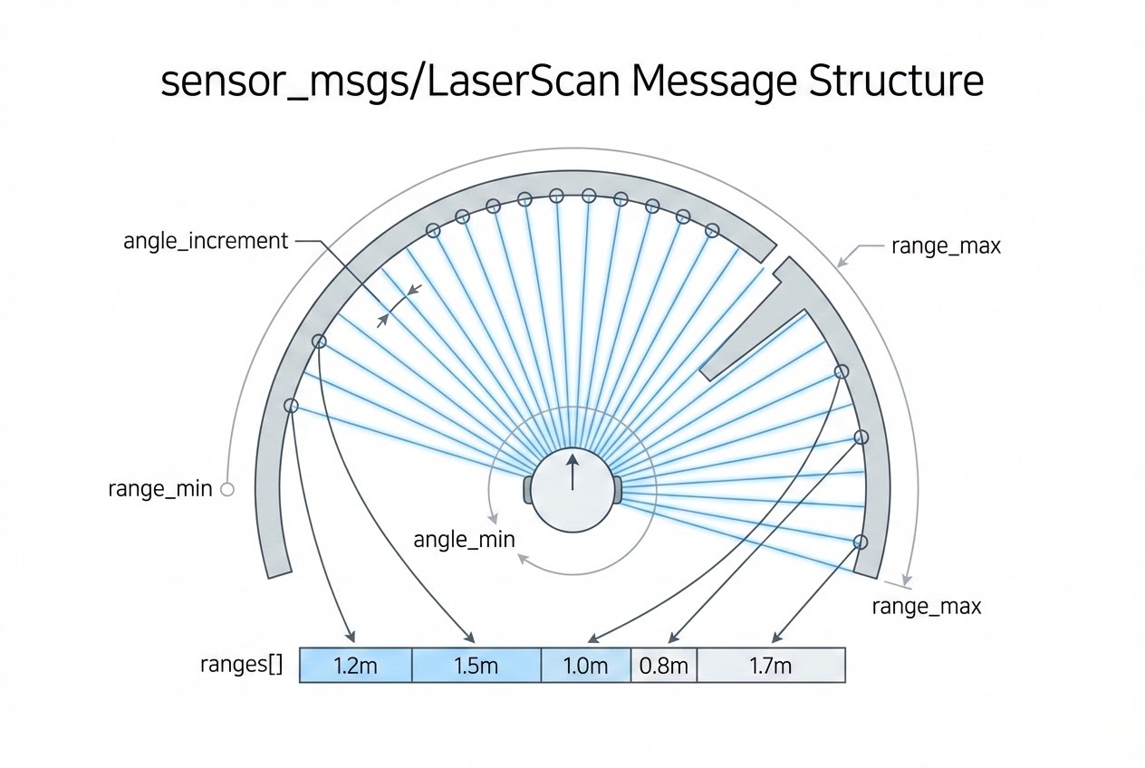 รูปประกอบโครงสร้าง sensor_msgs/LaserScan