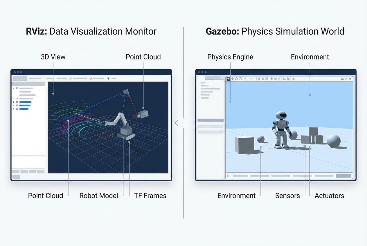รูปเปรียบเทียบ RViz และ Gazebo