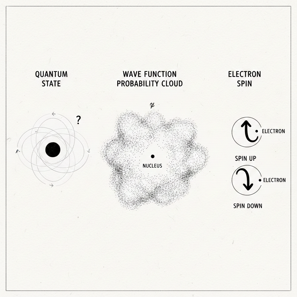 ภาพประกอบอธิบาย State, Observable, Wavefunction และ Spin แบบเข้าใจง่าย
