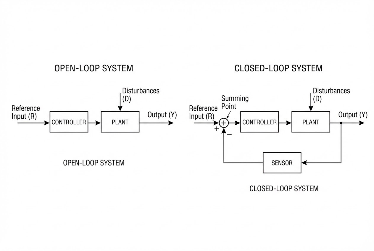 รูปประกอบบล็อกไดอะแกรมของ Open-loop และ Closed-loop