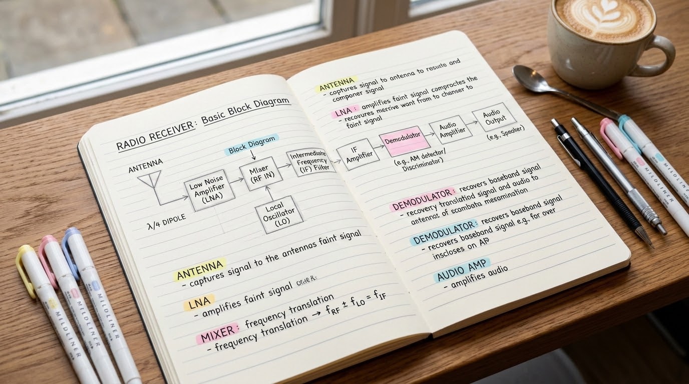 รูปปกบทความสมุดโน้ตวิศวกรรมเรื่องโครงสร้างเครื่องรับวิทยุ